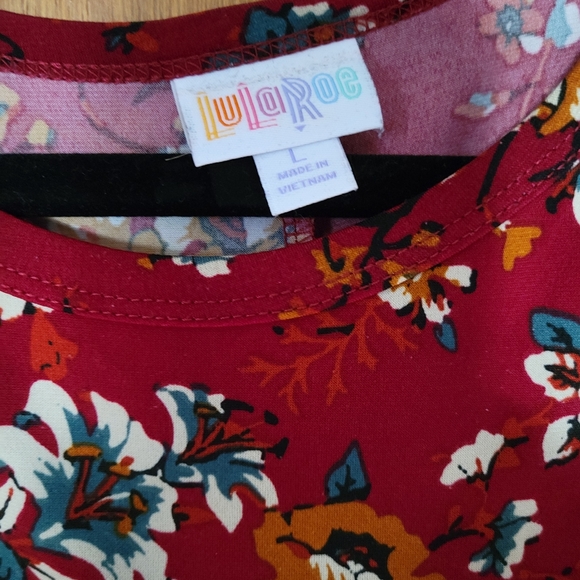 LuLaRoe slinky red flower carly - Picture 3 of 4